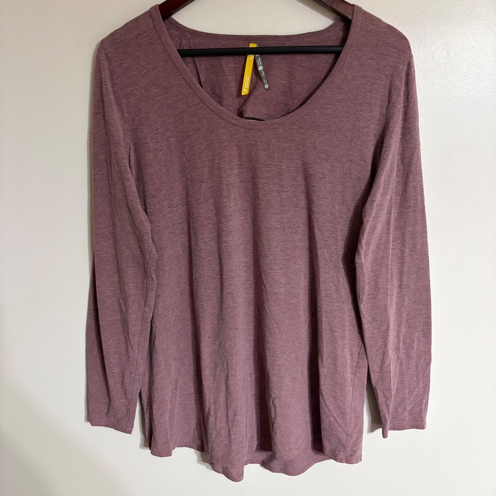 Lole Womens XL Mauve Purple Organic Cotton Blend Long Sleeve Cutout Back Top